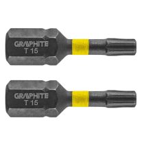   GRAPHITE - Torziós ütvecsavarozó bit, 2 darabos, Tx15 x 25mm
