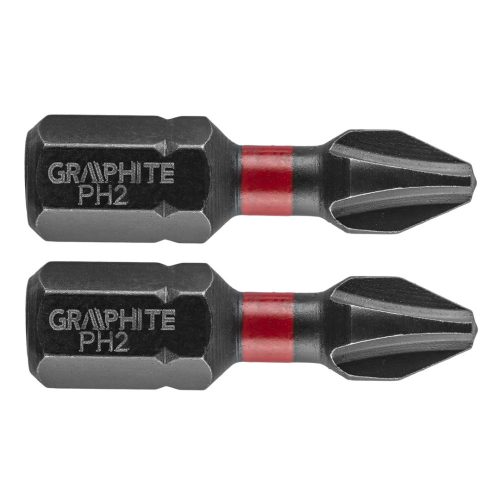 GRAPHITE - Torziós ütvecsavarozó bit, 2 darabos, PH2 x 25mm